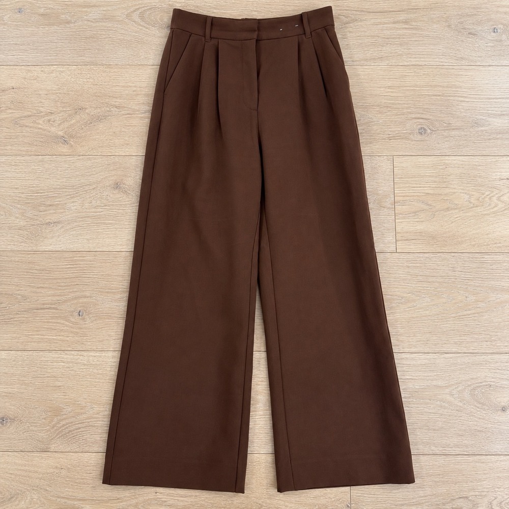 Abercrombie & Fitch Sloane Wide Leg Pants Women 4 Brown Pleated High Rise